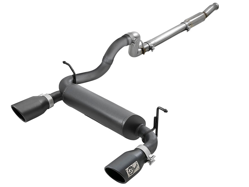 aFe Rebel Series 409 Stainless Steel Cat-Back Exhaust 18-21 Jeep Wrangler JL 2.0L (t) - Black Tip - DTX Performance