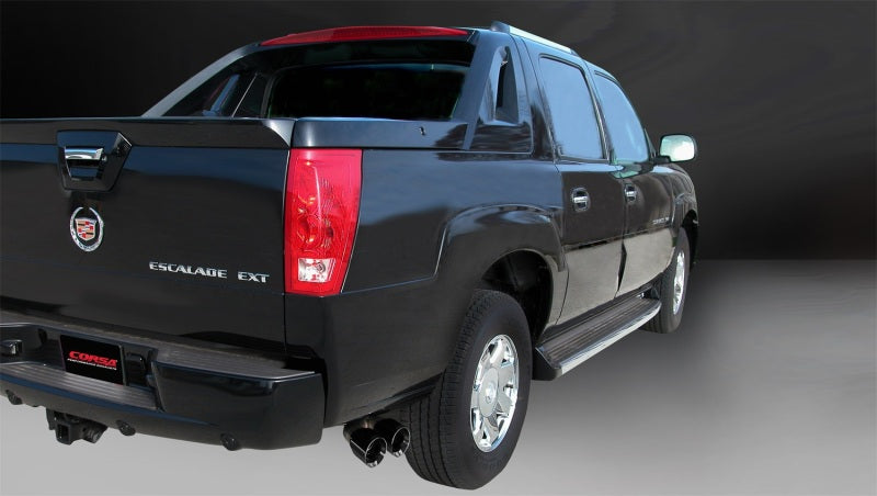 Corsa 02-06 Cadillac Escalade 6.0L V8 3in Cat-Back Single Side w Twin 4in Black Pro-Series Tips - DTX Performance