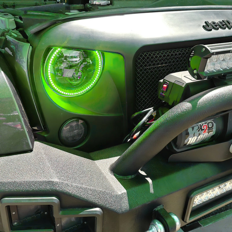 Oracle 7in High Powered LED Headlights - Black Bezel - Green - DTX Performance