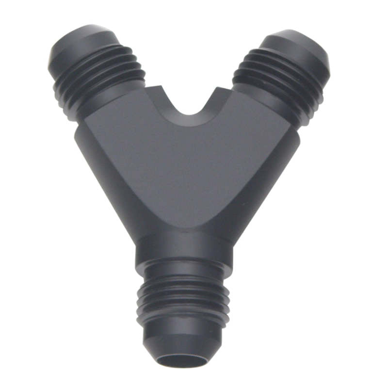 DeatschWerks 6AN Male Flare to 6AN Male Flare to 6AN Male Flare Y Fitting - Anodized Matte Black - DTX Performance