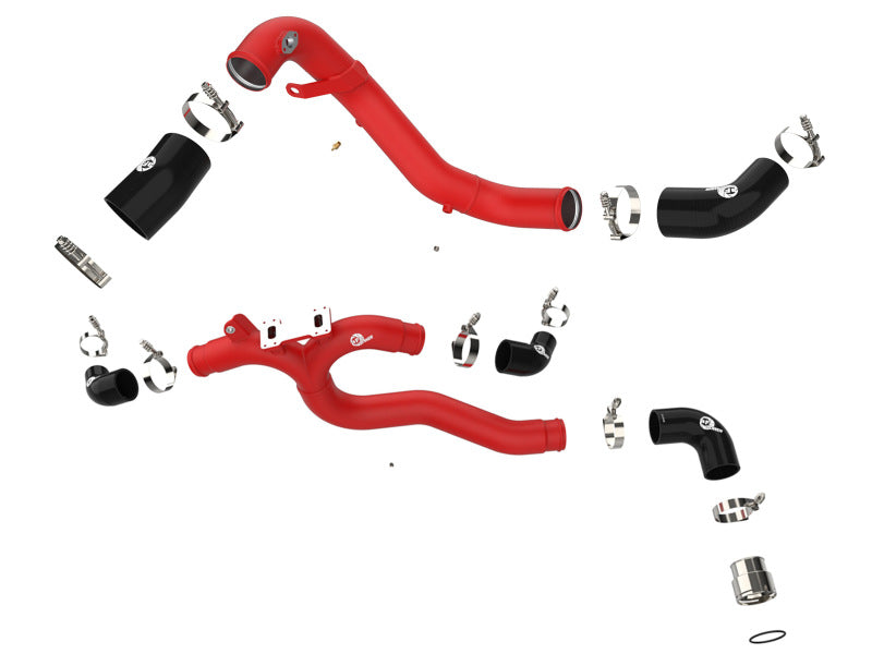 AFE 18-21 Kia Stinger V6-3.3L BladeRunner Alum Hot/Cold Charge Pipe Kit Red - DTX Performance