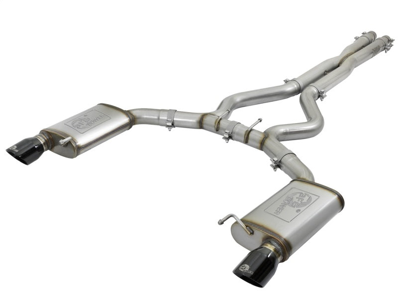 aFe MACHForce XP 3in 304 SS Cat-Back Exhausts w/ Black Tips 15-17 Ford Mustang GT V8-5.0L/V6-3.7L - DTX Performance