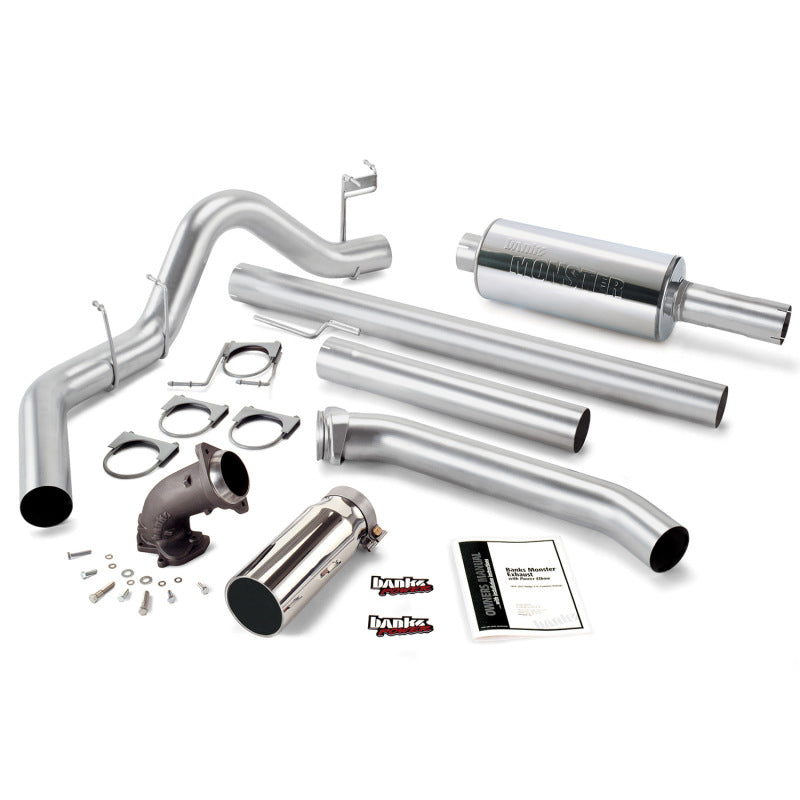 Banks Power 98-02 Dodge 5.9L Ext Cab Monster Exh w/ Power Elbow - SS Single Exh w/ Chrome Tip - DTX Performance