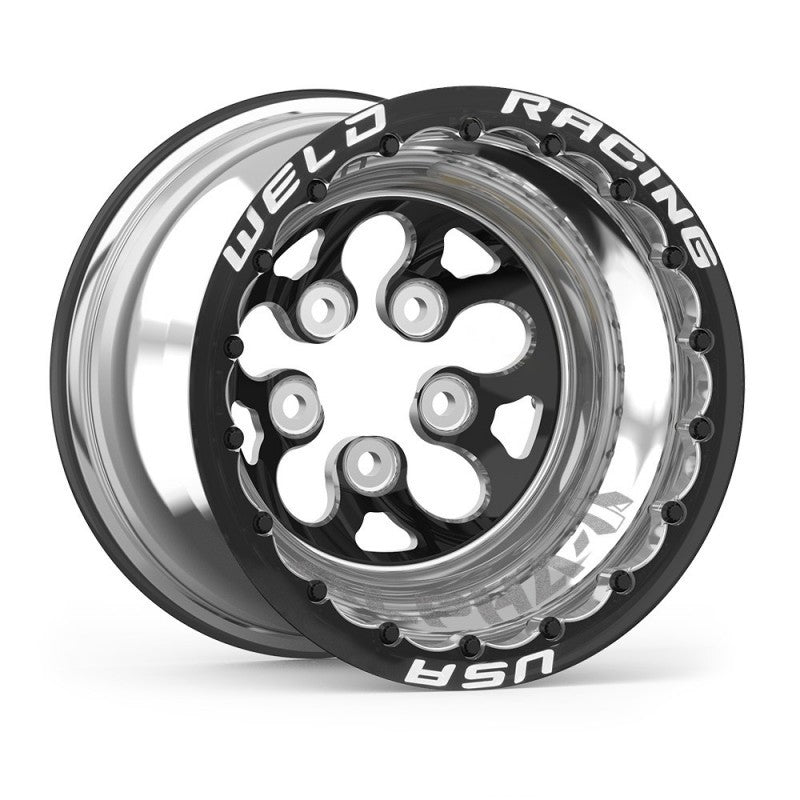 Weld Alpha-1 15x14 / 5x4.75 BP /5in. BS Black Wheel - Black Double Beadlock MT - DTX Performance