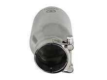 Load image into Gallery viewer, aFe Takeda 304 Stainless Steel Clamp-On Exhaust Tip 2.5in. Inlet / 4in. Outlet / 8in. L - Polished - DTX Performance