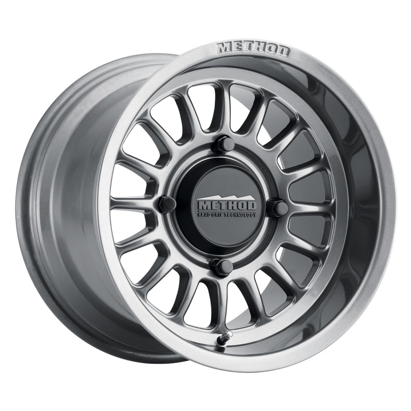 Method MR411 Bead Grip 14x7 / 4+3/13mm Offset / 4x156 / 132mm CB Gloss Titanium Wheel - DTX Performance