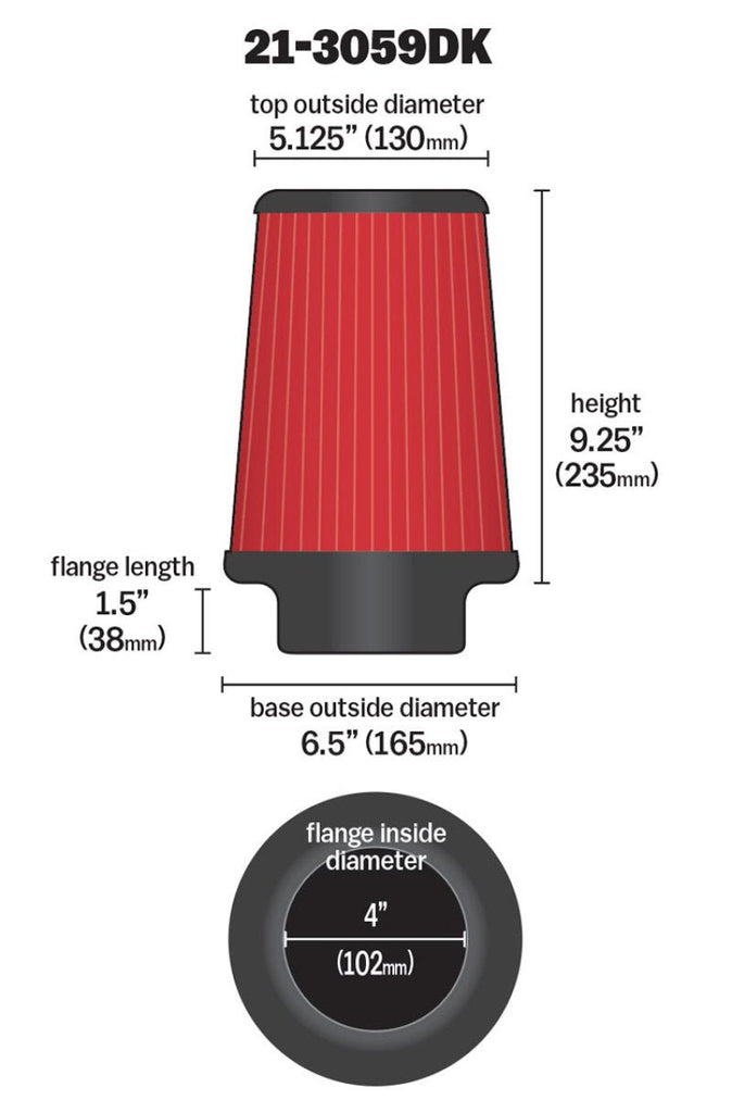 AEM 4 inch x 9 inch x 1 inch Dryflow Element Filter Replacement - DTX Performance