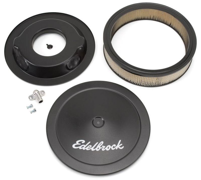 Edelbrock Air Cleaner Pro-Flo Series Round Steel Top Paper Element 14In Dia X 3 75In Dropped Base - DTX Performance