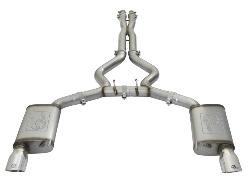 aFe MACHForce XP 3in 304 SS Cat-Back Exhausts w/ Polished Tips 15-17 Ford Mustang GT V8-5.0L/V6-3.7L - DTX Performance