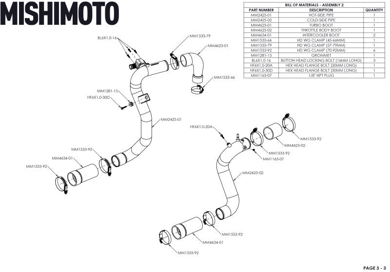 Mishimoto 21+ Bronco 2.3L High Mount INT Kit BK Core BK Pipes - DTX Performance