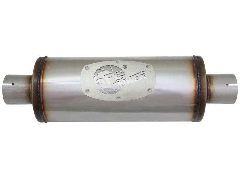 aFe MACH Force-Xp 409 SS Muffler 2-1/2in Center/Center 14in L X 6in Dia - Round Body - DTX Performance