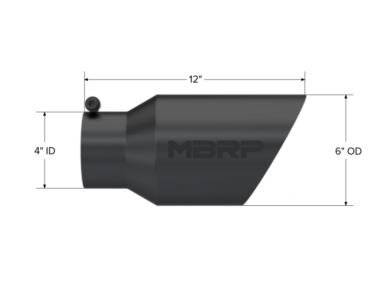 MBRP Universal Tip 6 O.D. Dual Wall Angled 4 inlet 12 length - Black Finish - DTX Performance