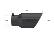 Load image into Gallery viewer, MBRP Universal Tip 6 O.D. Dual Wall Angled 4 inlet 12 length - Black Finish - DTX Performance