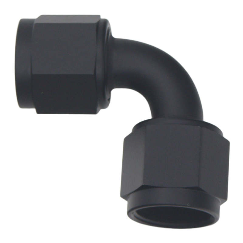 DeatschWerks 8AN Flare Female Swivel 90-Degree to 8AN Flare Female Swivel - Anodized Matte Black - DTX Performance