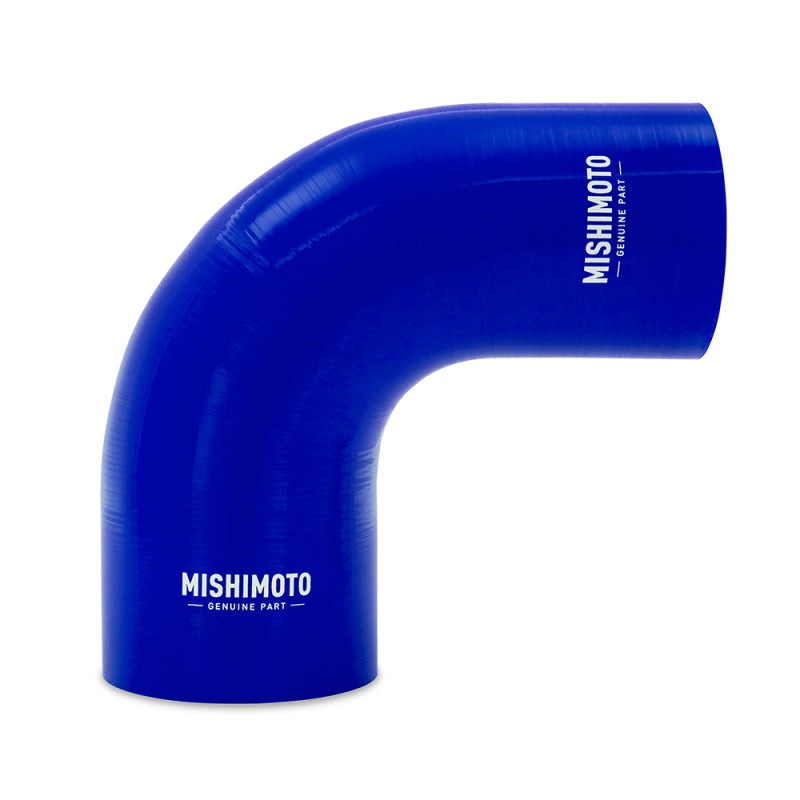 Mishimoto Silicone Reducer Coupler 90 Degree 3in to 3.75in - Blue - DTX Performance