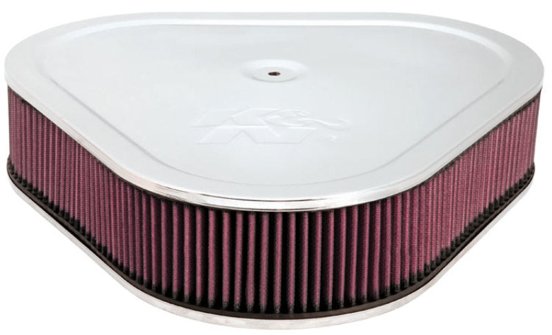 K&N Triangle Air Cleaner Assembly - Red - Size 14in - 5.125in Neck Flange x 3in Height - DTX Performance