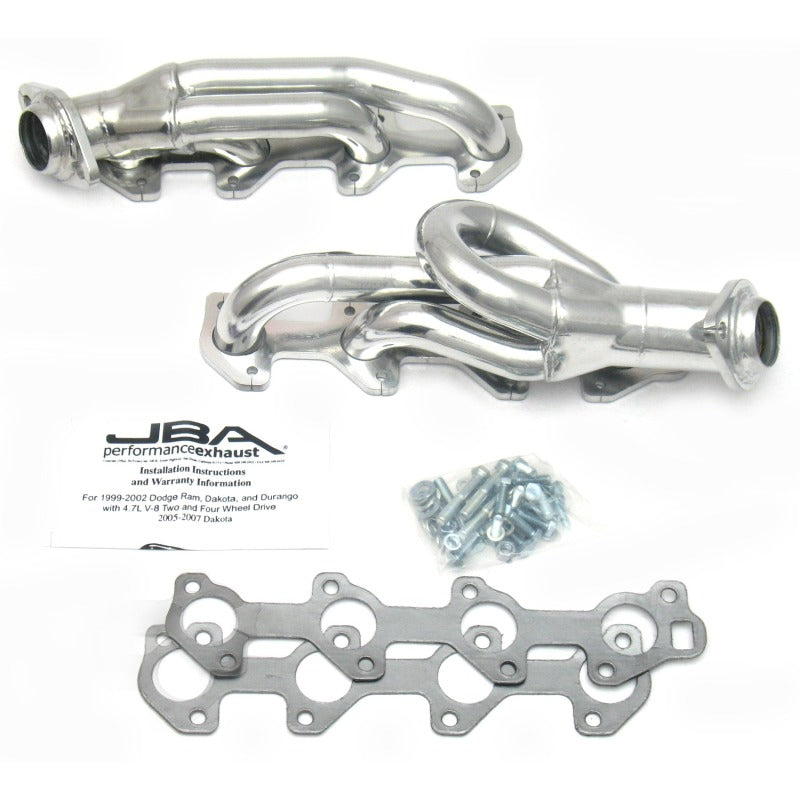 JBA 04-07 Doge Dakota 4.7L PowerTech 1-1/2in Primary Silver Ctd Cat4Ward Header - DTX Performance