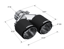 Load image into Gallery viewer, MBRP 3in ID / Dual 4in OD Out Staggered L 9.37in / R 9.87in Dual Wall Carbon Fiber Univ Exhaust Tip - DTX Performance