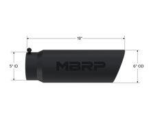 Load image into Gallery viewer, MBRP Universal Tip 6in OD Angled Rolled End 5in Inlet 18in Lgth Black Finish Exhaust - DTX Performance