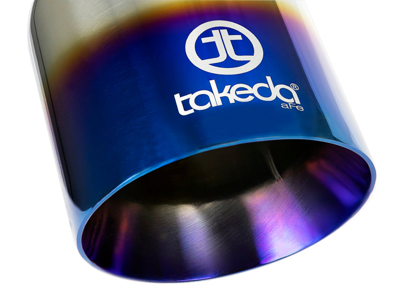 aFe Takeda 304 Stainless Steel Clamp-On Exhaust Tip 2.5in Inlet / 4in Outlet - Blue Flame - DTX Performance