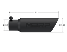 Load image into Gallery viewer, MBRP Universal Tip 3.5 O.D. Dual Wall Angled 2.5 inlet 12 length - Black Finish - DTX Performance