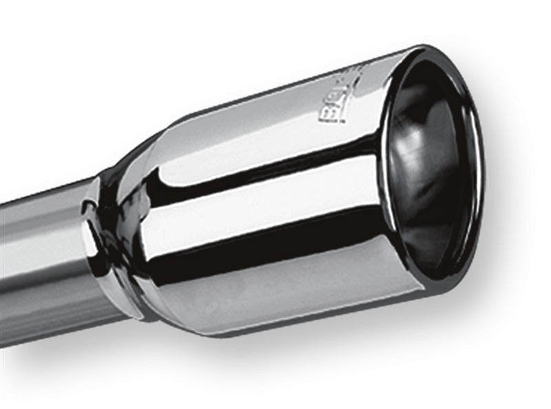 Borla Universal Polished Tip Single Oval Rolled Angle-Cut w/Clamp (inlet 2 1/4in. Outlet 3 5/8 x 2 1 - DTX Performance