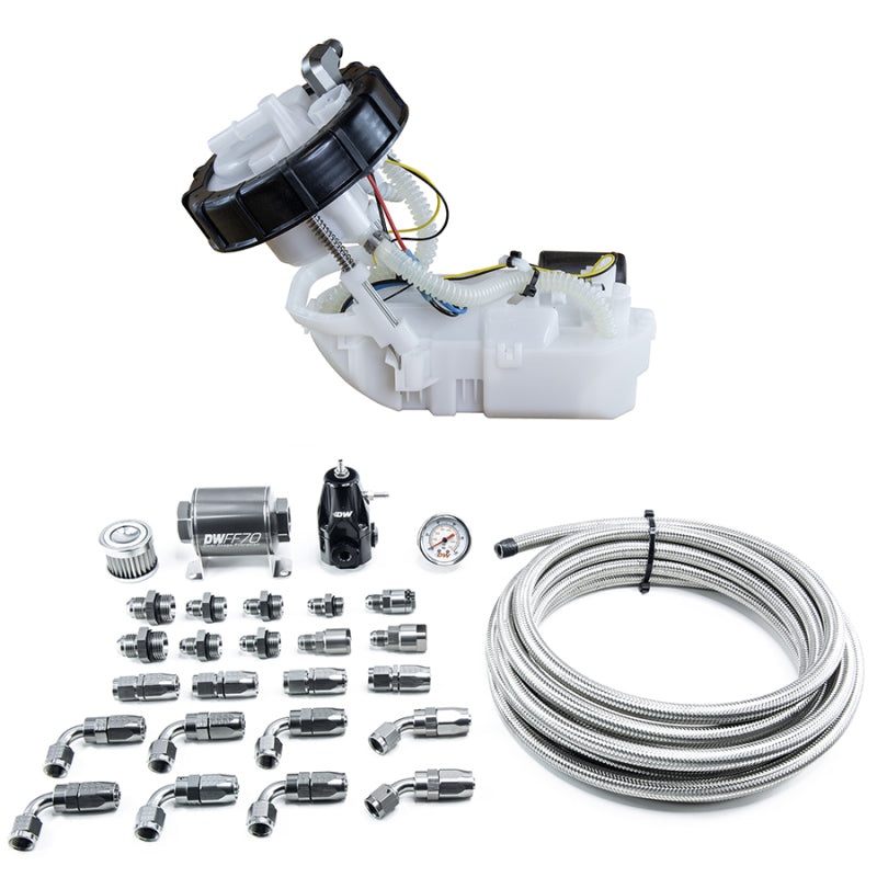 DeatschWerks 01-05 Honda Civic/02-06 Acura RSX DW400 Pump Module & Return Kit w/CPE Fuel Lines - DTX Performance