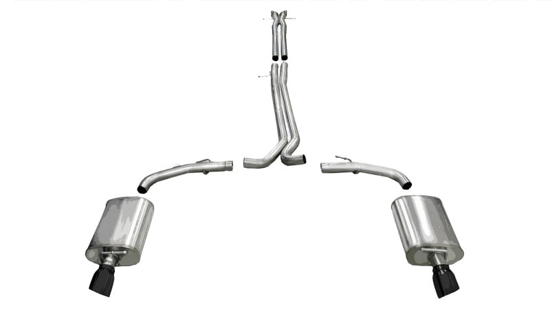 Corsa 10-13 Ford Taurus SHO 3.5L V6 Turbo Sport Cat-Back Exhaust w/ Dual 4in Black Tips - DTX Performance