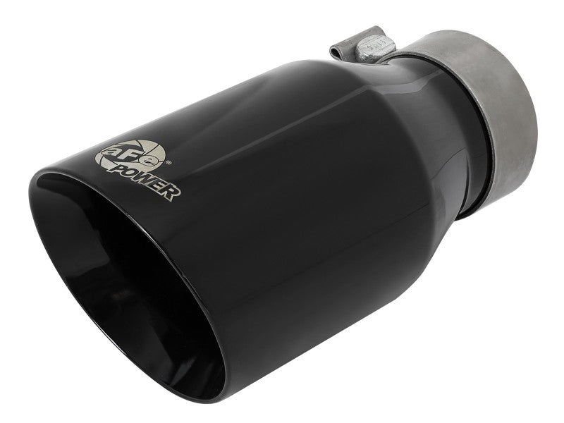 aFe MACH Force-Xp Univ 304 SS Double-Wall Clamp-On Exhaust Tip - Black - 3in Inlet - 4.5in Outlet - DTX Performance