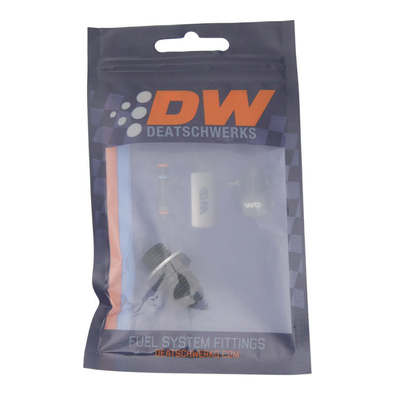 DeatschWerks 6AN Male Flare to M12 X 1.5 Male Metric Adapter (Incl Washer) - Anodized Matte Black - DTX Performance