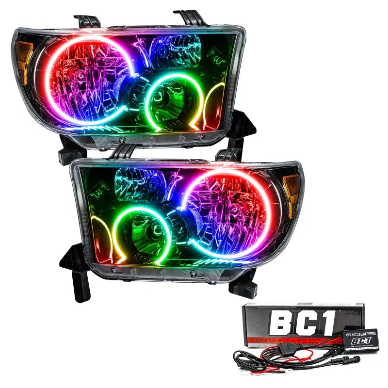 Oracle 07-11 Toyota Tundra Pre-Assembled Headlights - Black Housing - ColorSHIFT w/ BC1 Controller - DTX Performance