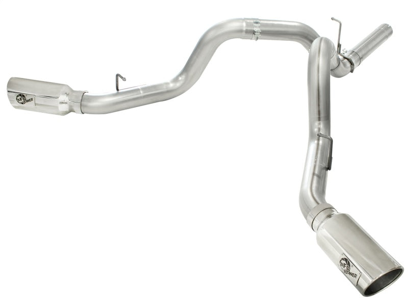 aFe MachForce XP Exhaust 4inch DP-Back All SS 2011-14 GM Diesel Trucks V8-6.6L LML Polished - DTX Performance