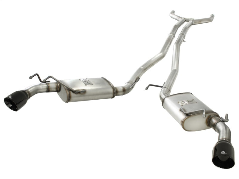 aFe MACHForce XP Exhaust 2.5in Stainless Steel CB/10-13 Chevy Camaro V6-3.6L (td) (gloss blk tip) - DTX Performance