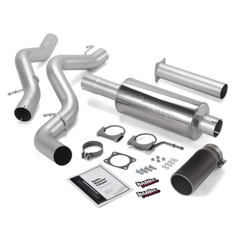 Banks Power 02-05 Chevy 6.6L SCLB Monster Exhaust System - SS Single Exhaust w/ Black Tip - DTX Performance