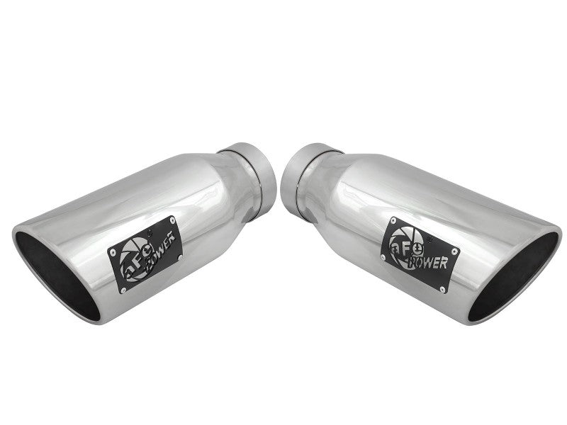 aFe Large Bore-HD 4in 409 Stainless Steel DPF-Back Exhaust w/Polished Tips 15-16 Ford Diesel Truck - DTX Performance