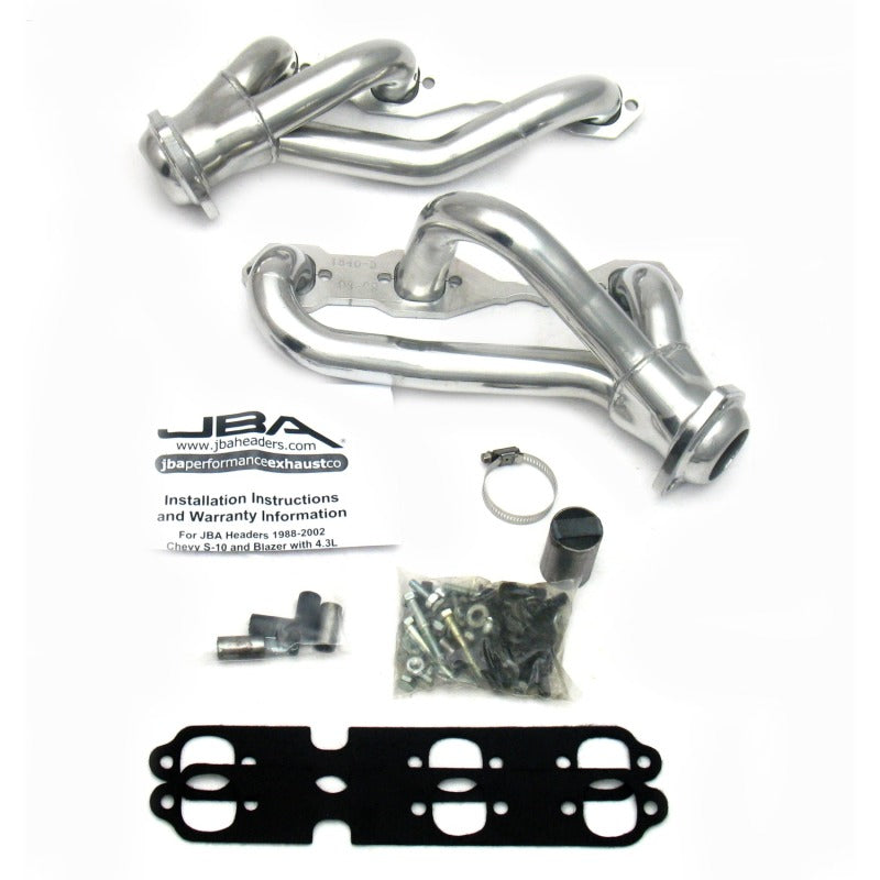 JBA 88-95 & 02-03 GM S-Truck 4.3L V6 4WD 1-1/2in Primary Silver Ctd Cat4Ward Header - DTX Performance