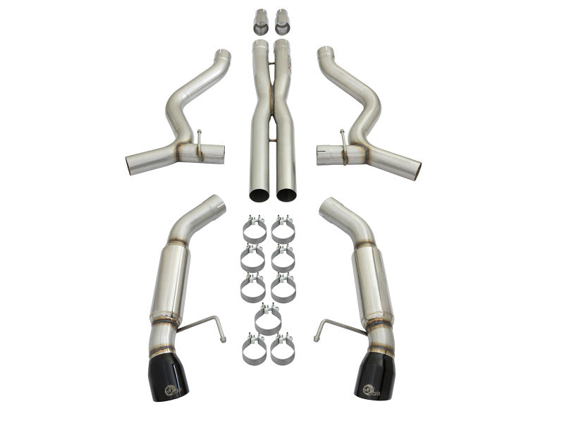 aFe MACHForce XP 3in 304 SS Sport Tone Cat-Back w/ Black Tips 15-17 Ford Mustang V6-3.7L/V8-5.0L - DTX Performance