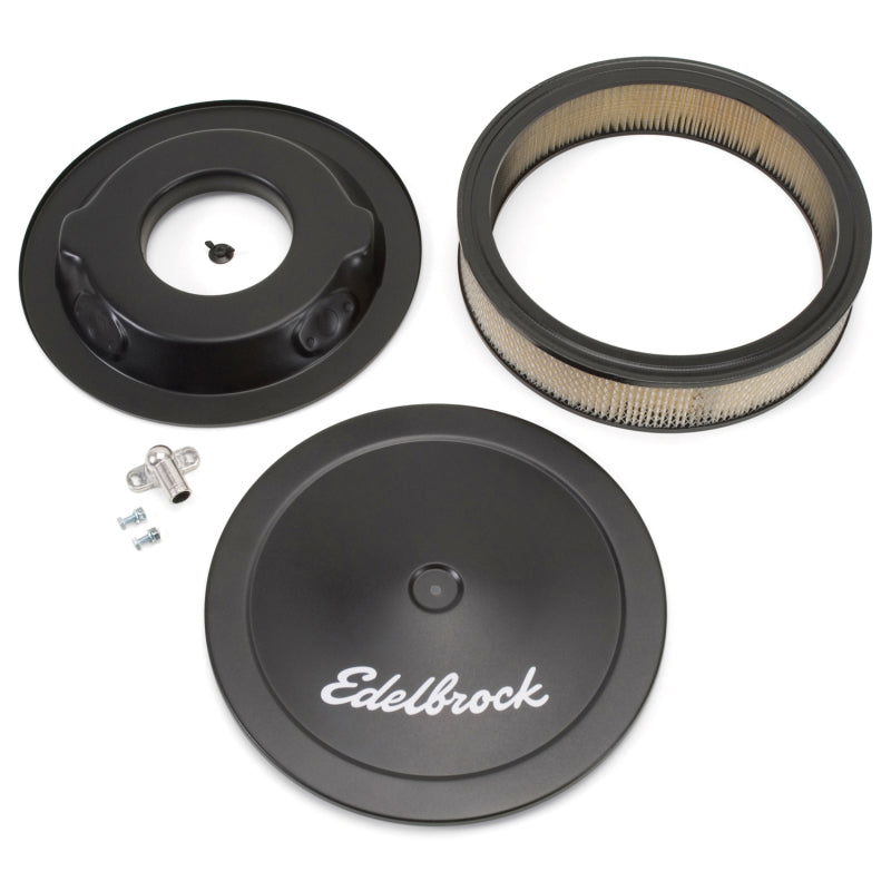 Edelbrock Air Cleaner Pro-Flo Series Round Steel Top Paper Element 14In Dia X 3 75In Dropped Base - DTX Performance