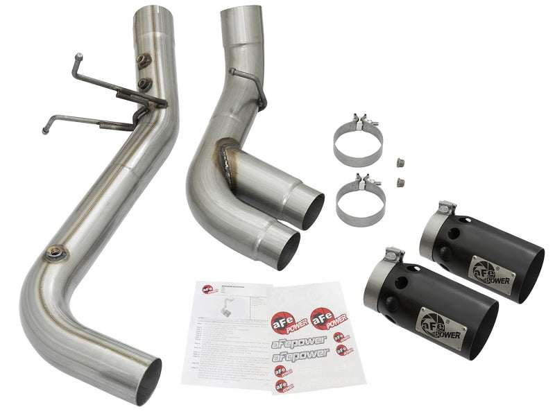 aFe Victory Series 4in 409-SS DPF-Back Exhaust w/ Dual Black Tips 2017 GM Duramax V8-6.6L(td) L5P - DTX Performance