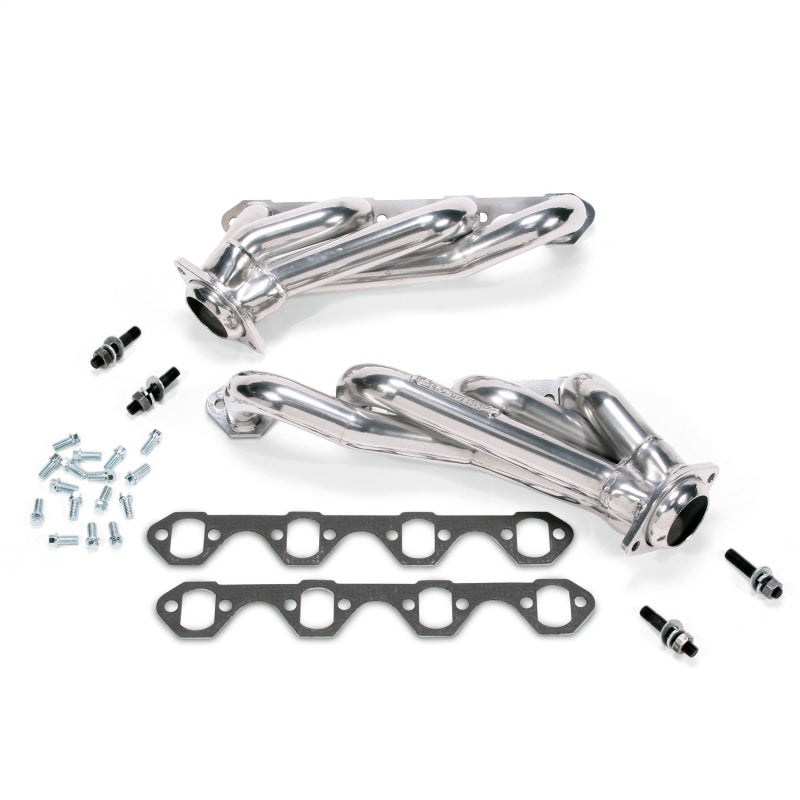 BBK 79-93 Mustang 351 Swap Shorty Unequal Length Exhaust Headers - 1-5/8 Silver Ceramic - DTX Performance