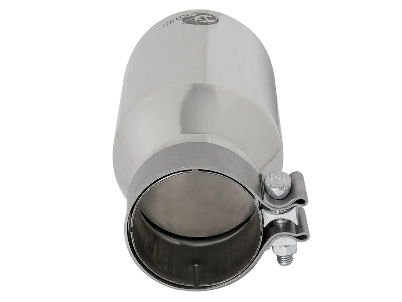 aFe MACH Force-Xp Univ 304 SS Double-Wall Clamp-On Exhaust Tip - Polished - 3in Inlet - 4.5in Outlet - DTX Performance