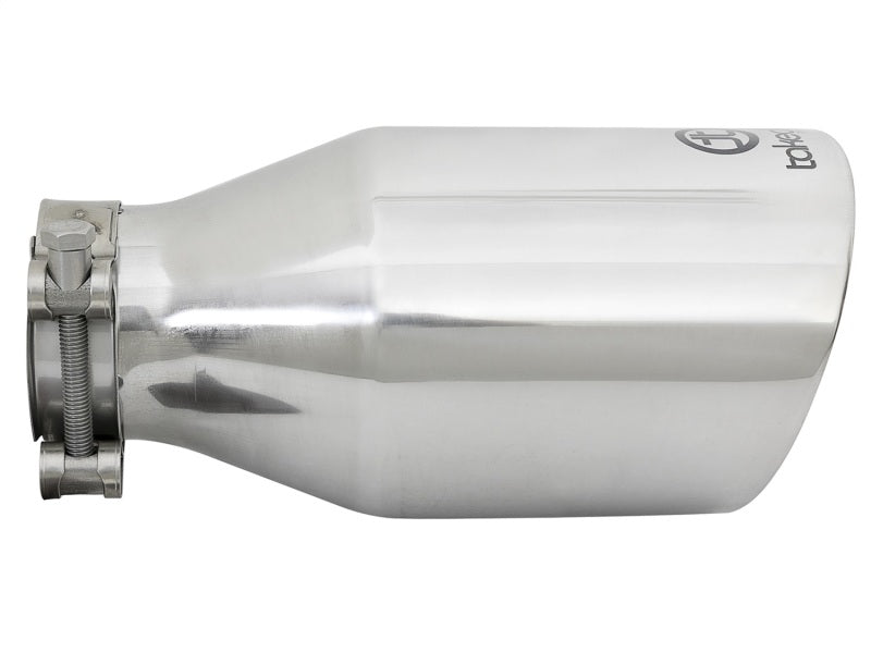 aFe Takeda 304 Stainless Steel Clamp-On Exhaust Tip 2.5in. Inlet / 4.5in. Outlet / 9in. L - Polished - DTX Performance