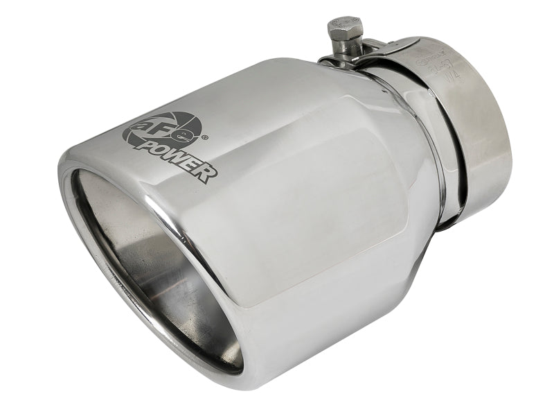 aFe MACH Force-Xp 304 SS Clamp-On Exhaust Tip 2.5in. Inlet / 4in. Outlet / 6in. L - Polished - DTX Performance