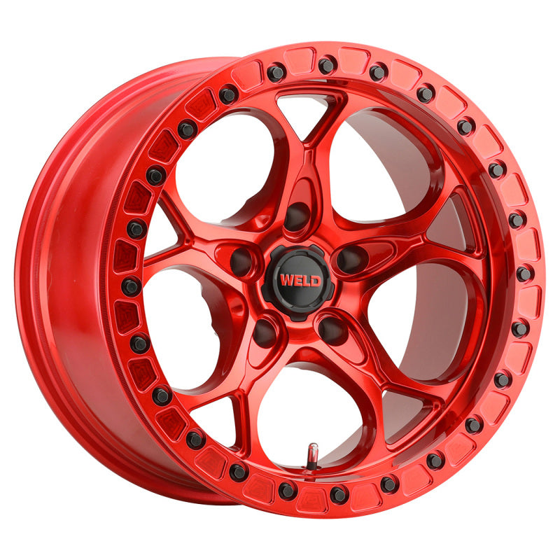 Weld Off-Road W906 17X10 Ledge Beadlock 5X127 ET-25 BS4.50 Candy Red / Red Ring 71.5 - DTX Performance