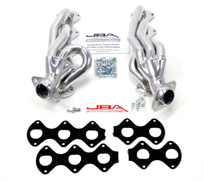 JBA 05-10 Ford F-Series 6.8L 3V V10 1-1/2in Primary Silver Ctd Cat4Ward Header - DTX Performance