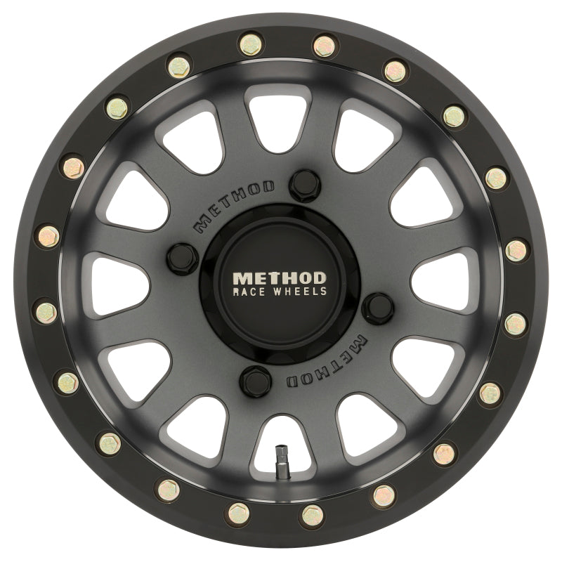 Method MR401 UTV Beadlock 14x7 / 4+3/13mm Offset / 4x156 / 132mm CB Titanium Wheel- Matte Black Ring - DTX Performance