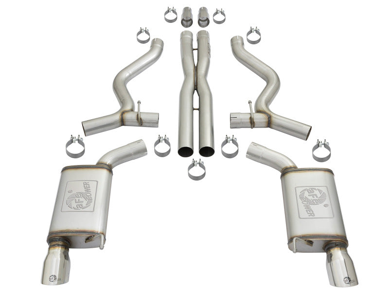 aFe MACHForce XP 3in 304 SS Cat-Back Exhausts w/ Polished Tips 15-17 Ford Mustang GT V8-5.0L/V6-3.7L - DTX Performance