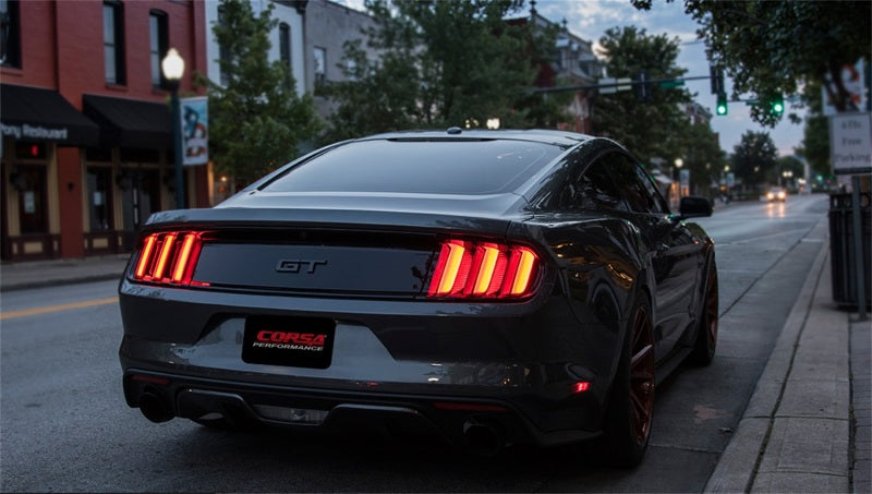 Corsa 2015 Ford Mustang GT 5.0 3in Cat Back Exhaust Black Dual Tips (Sport) - DTX Performance