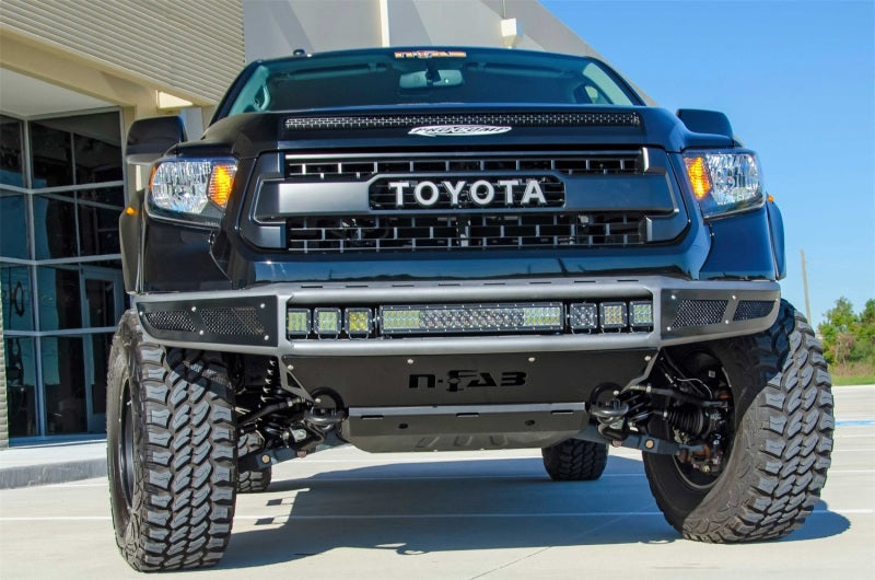 N-Fab M-RDS Front Bumper 14-17 Toyota Tundra - Tex. Black w/Silver Skid Plate - DTX Performance