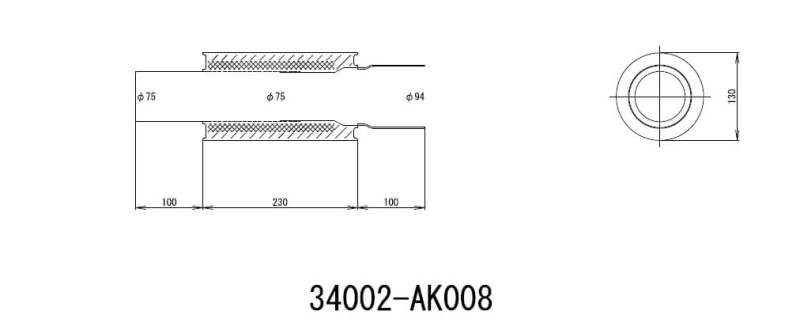 HKS UNIVERSAL EX H/M SUS 130-75 (MOQ: 8pcs) - DTX Performance